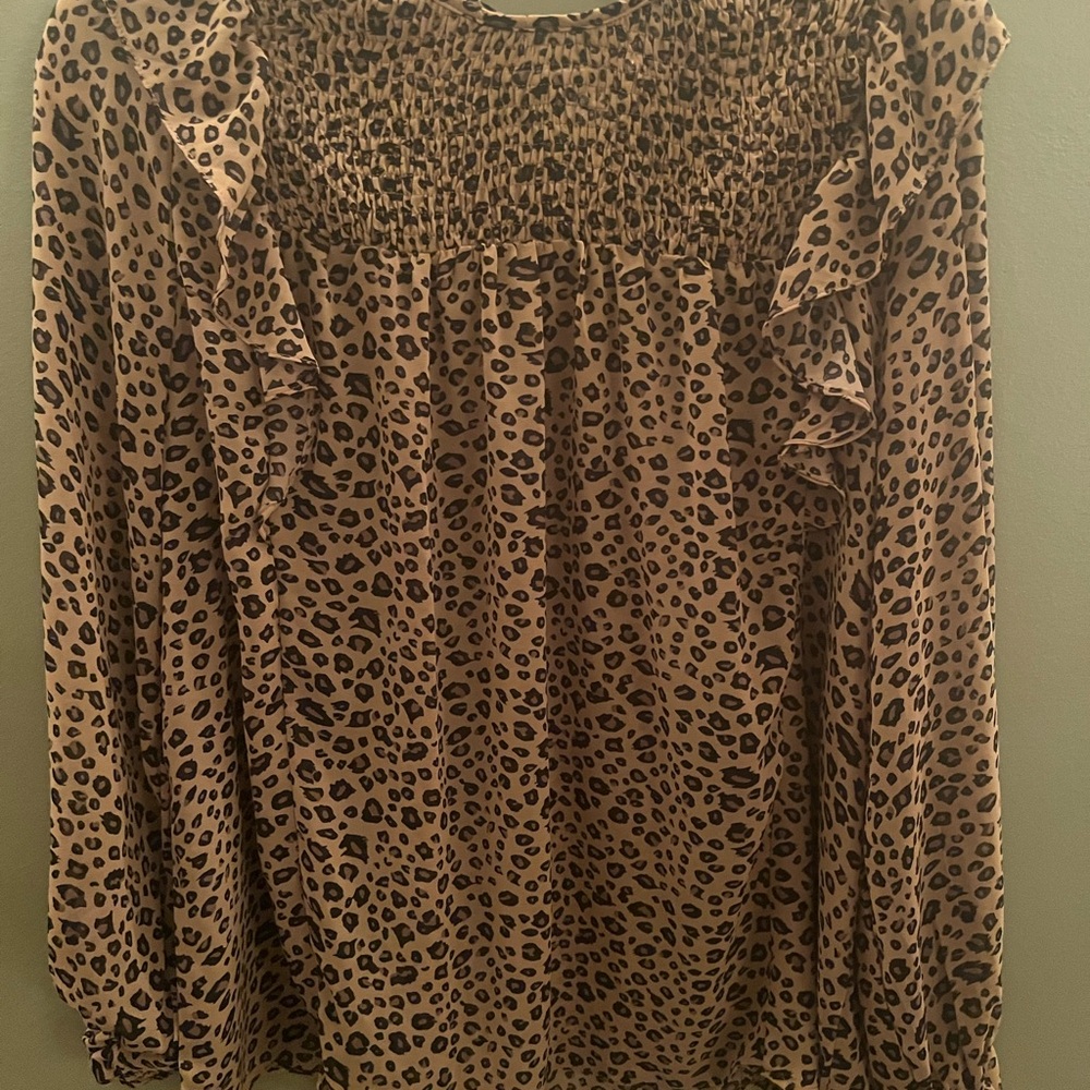 Chic Soul Brown Leopard Print Blouse